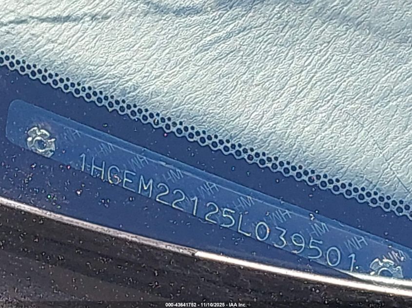 2005 Honda Civic Vp VIN: 1HGEM22125L039501 Lot: 43641752