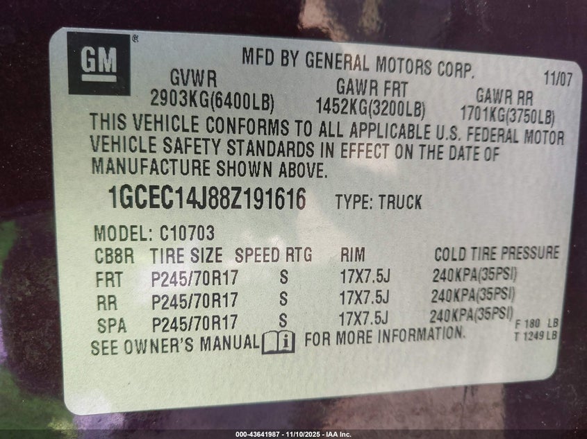 1GCEC14J88Z191616 2008 CHEVROLET SILVERADO photo no. 9