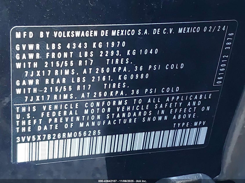 3VV5X7B26RM056285 2024 VOLKSWAGEN TAOS photo no. 9