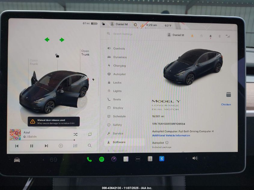 2024 Tesla Model Y Long Range Dual Motor All-Wheel Drive VIN: 7SAYGDEE9RF126594 Lot: 43642130