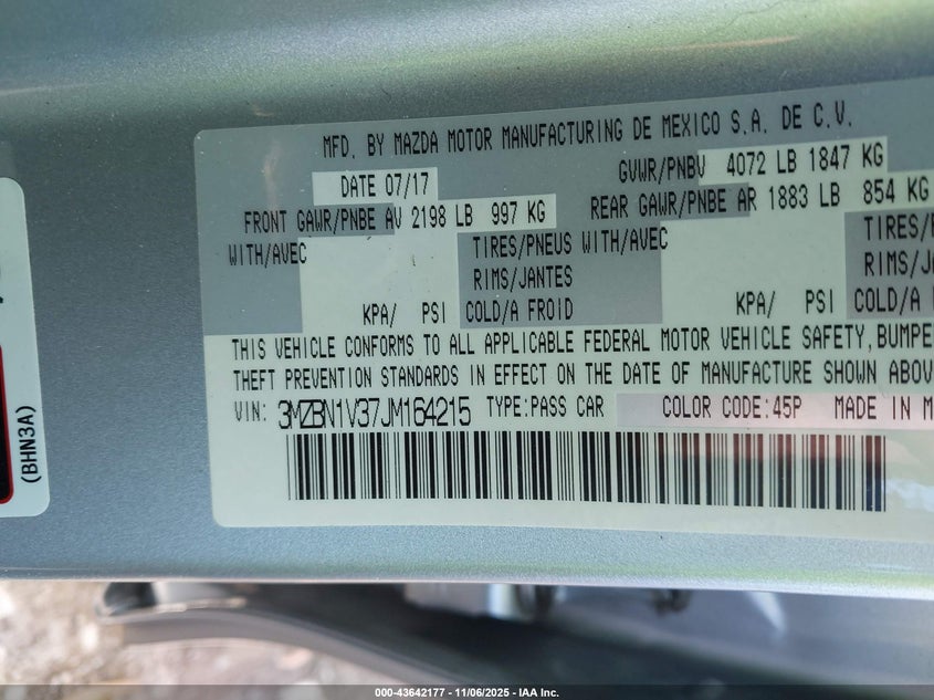 3MZBN1V37JM164215 2018 MAZDA 3 photo no. 9