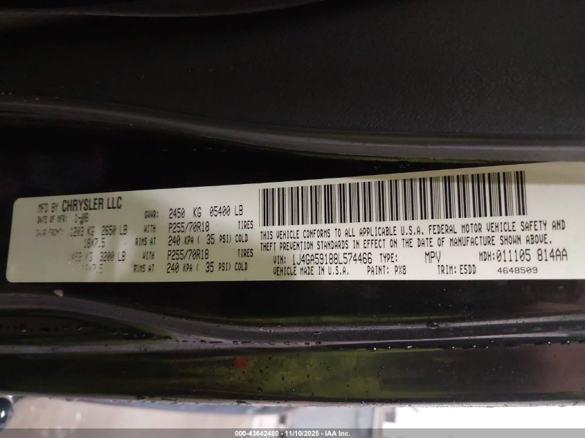 2008 Jeep Wrangler Unlimited Sahara VIN: 1J4GA59188L574466 Lot: 43642480