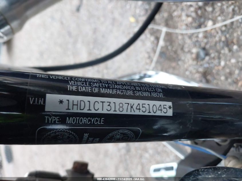 2007 Harley-Davidson Xl1200 C VIN: 1HD1CT3187K451045 Lot: 43642599