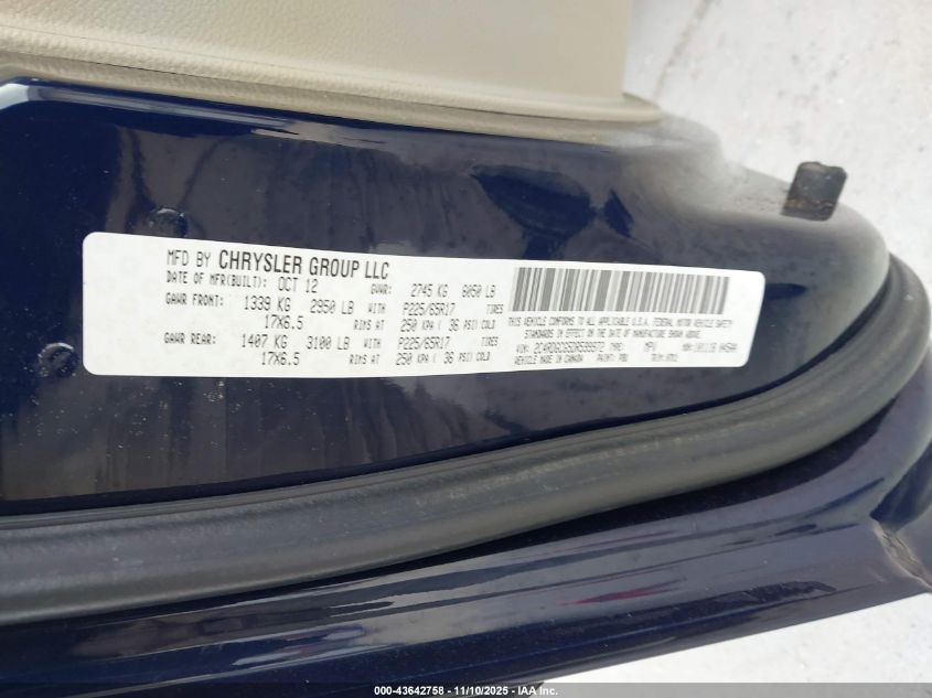 2013 Dodge Grand Caravan Sxt VIN: 2C4RDGCG5DR599972 Lot: 43642758