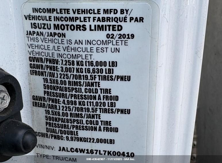 2020 Isuzu Npr Xd VIN: JALC4W167L7K00410 Lot: 43642907