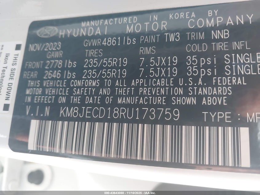 2024 HYUNDAI TUCSON HYBRID LIMITED - KM8JECD18RU173759