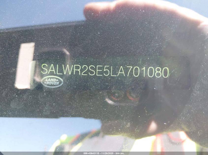 2020 Land Rover Range Rover Sport Hse Dynamic VIN: SALWR2SE5LA701080 Lot: 43643115