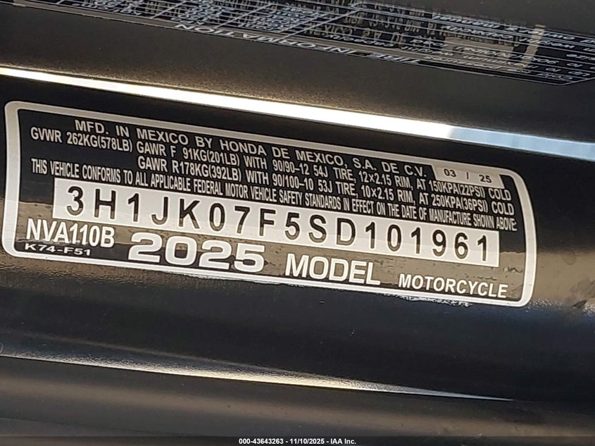 3H1JK07F5SD101961 2025 HONDA NAVI photo no. 10