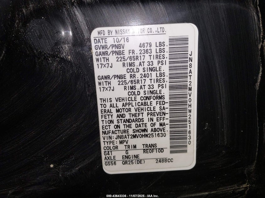 2017 NISSAN ROGUE S - JN8AT2MV0HW251630