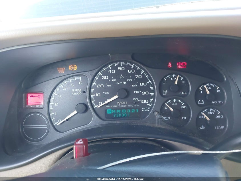 2001 Chevrolet Suburban 1500 Lt VIN: 3GNFK16T61G257647 Lot: 43643444