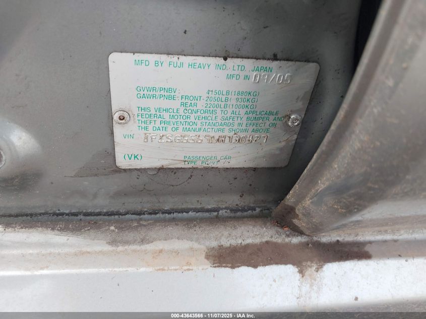 2006 Subaru Forester VIN: JF1S265678730427 Lot: 43643566