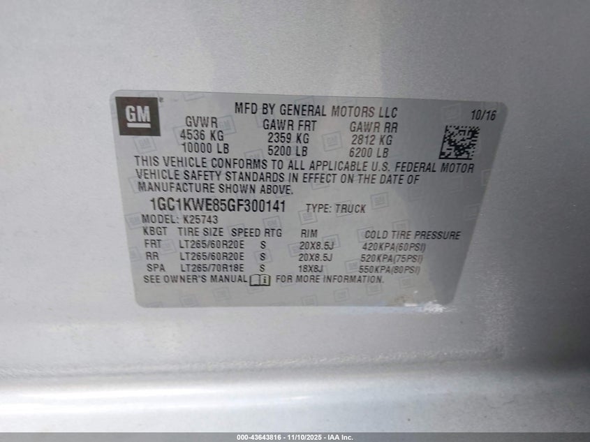 1GC1KWE85GF300141 2016 CHEVROLET SILVERADO photo no. 9