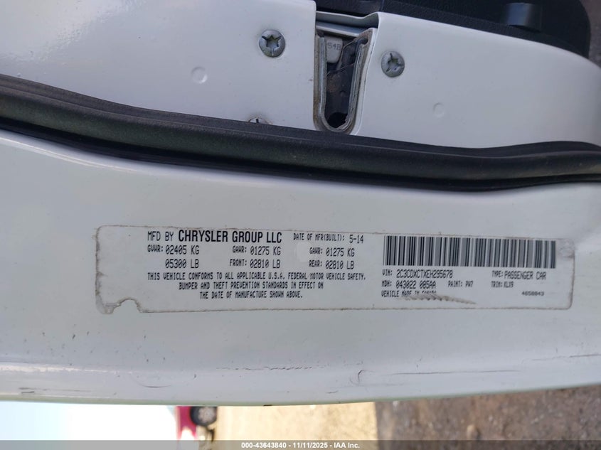 2014 DODGE CHARGER ROAD/TRACK - 2C3CDXCTXEH295678