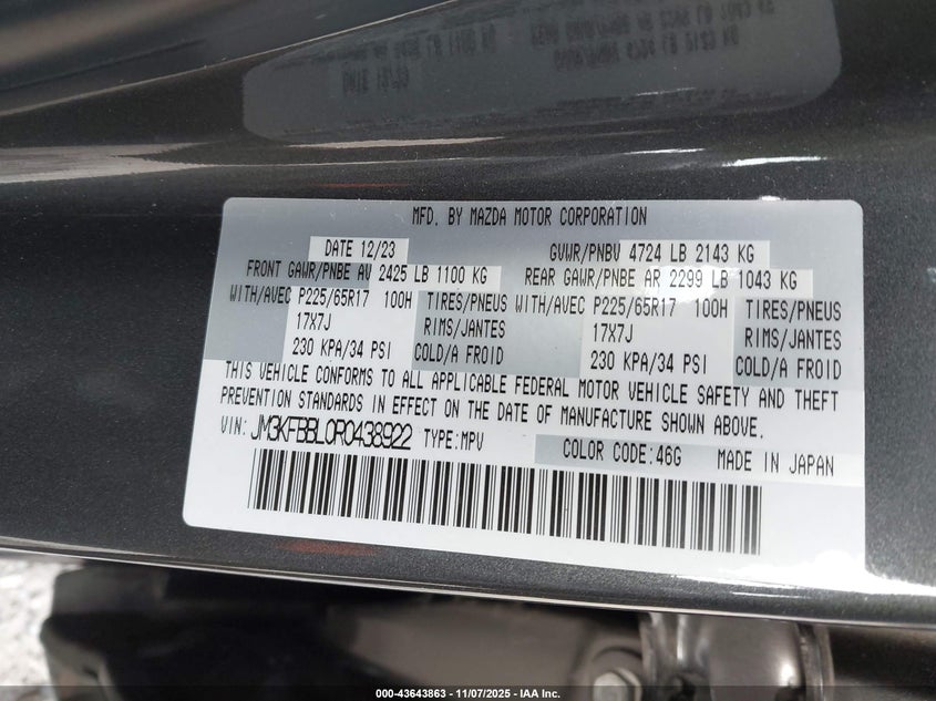 JM3KFBBL0R0438922 2024 MAZDA CX-5 photo no. 9