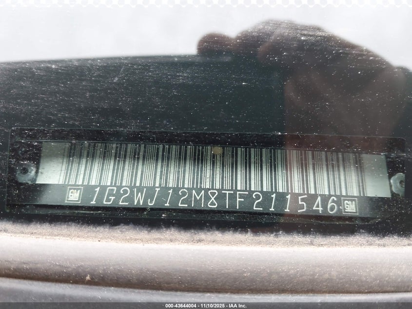 1996 Pontiac Grand Prix Se VIN: 1G2WJ12M8TF211546 Lot: 43644004