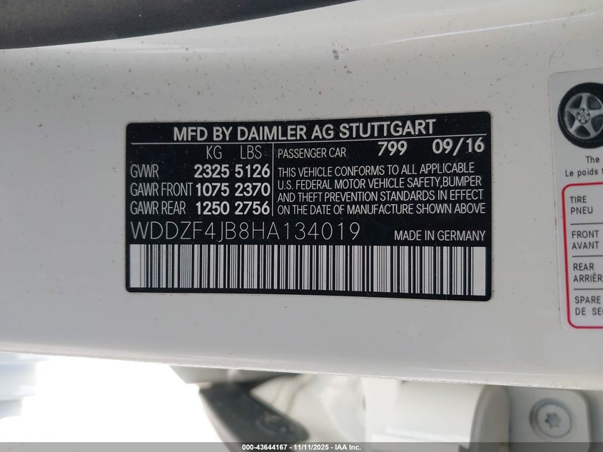 2017 MERCEDES-BENZ E 300 WDDZF4JB8HA134019