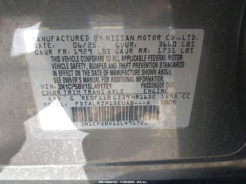 2025 NISSAN KICKS PLAY S 3N1CP5BV1SL491721