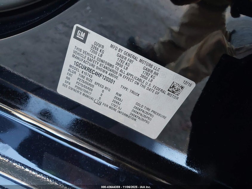 2017 CHEVROLET SILVERADO 1500 2LT - 1GCUKREC4HF120301