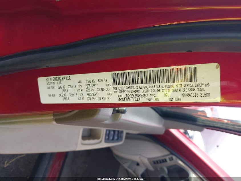 1J8GN28K89W553807 2009 JEEP LIBERTY (NORTH AMERICA) photo no. 9