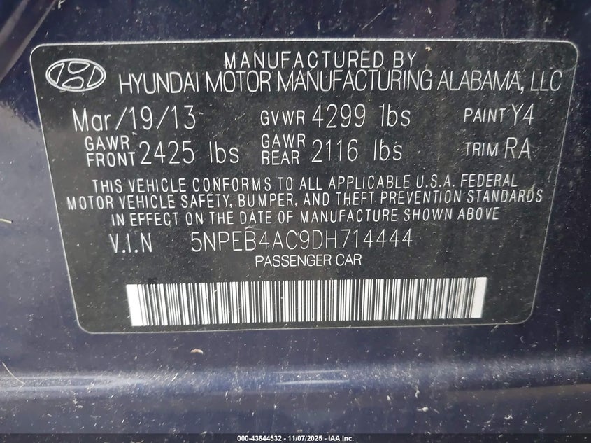 2013 HYUNDAI SONATA GLS · Фото 9