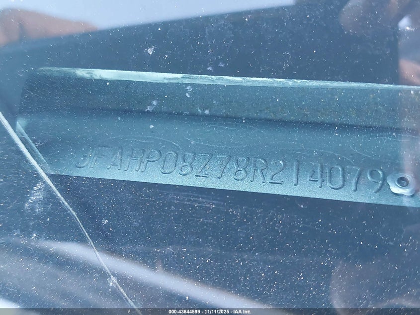 2008 Ford Fusion Sel VIN: 3FAHP08Z78R214079 Lot: 43644599