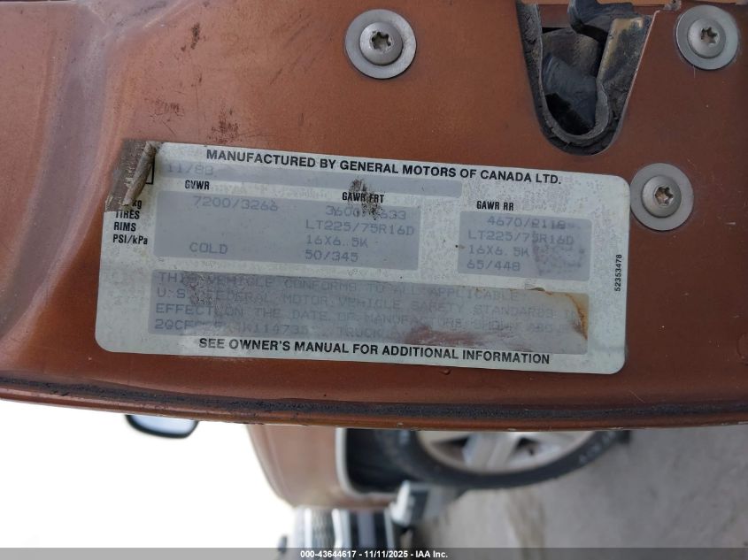 1989 Chevrolet Gmt-400 C2500 VIN: 2GCFC29K4K1147351 Lot: 43644617