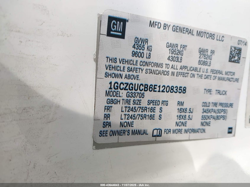 1GCZGUCB6E1208358 2014 CHEVROLET EXPRESS photo no. 9