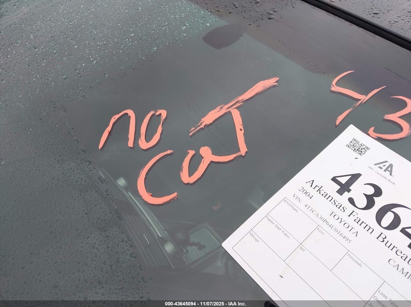 2004 Toyota Camry Solara Sle V6 VIN: 4T1CA30P64U016495 Lot: 43645094