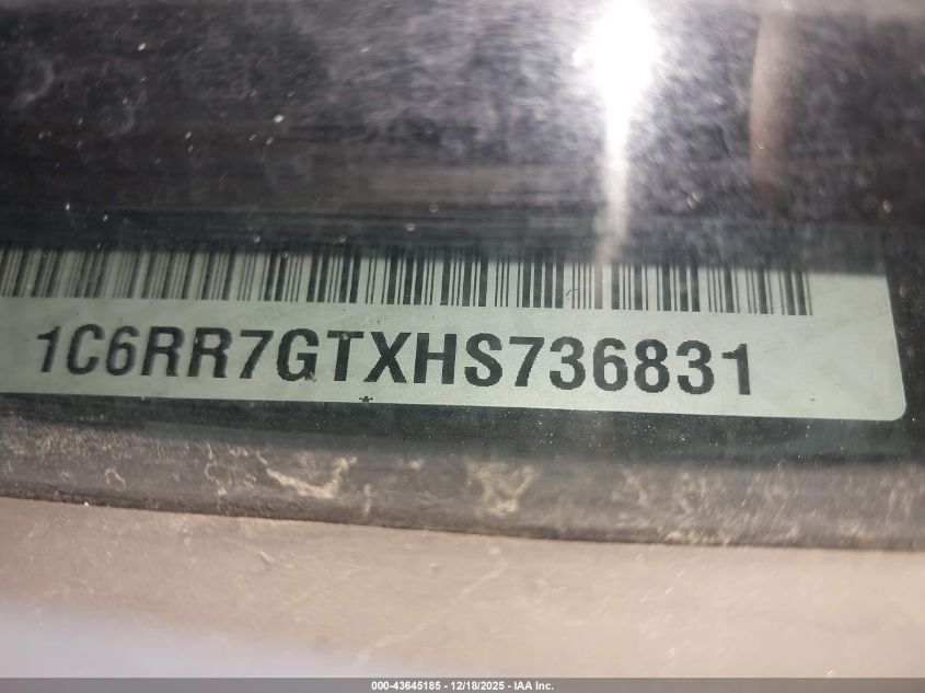 2017 Ram 1500 VIN: 1C6RR7GTXHS736831 Lot: 43645185