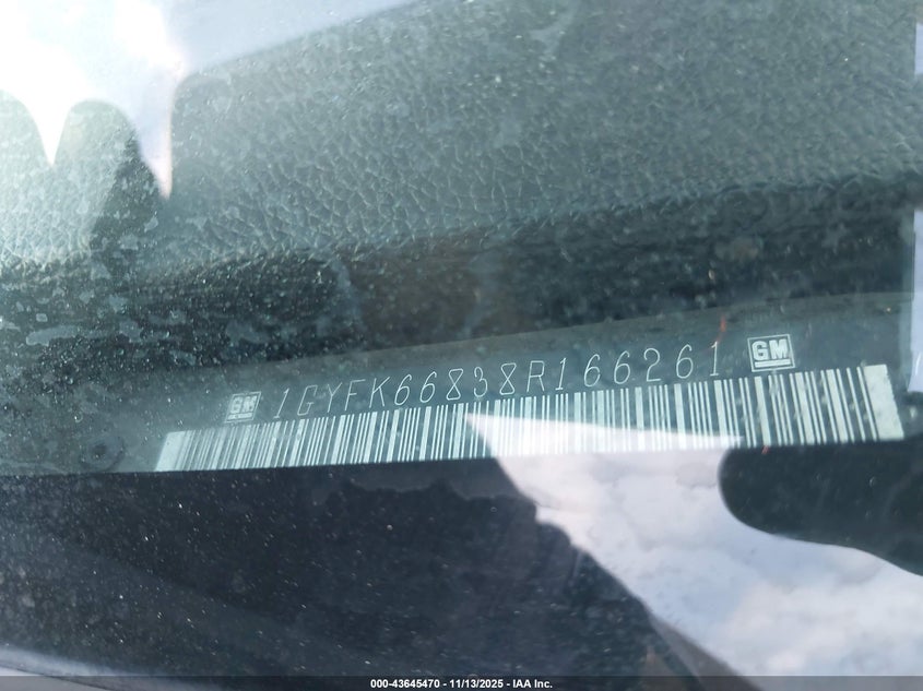2008 Cadillac Escalade Esv Standard VIN: 1GYFK66838R166261 Lot: 43645470