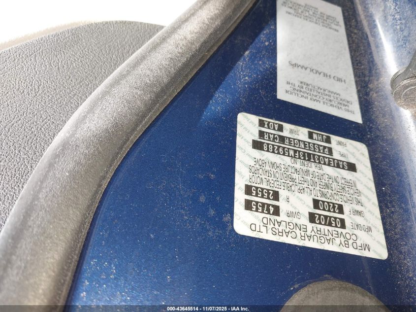 2003 Jaguar S-Type Sport VIN: SAJEA03T13FM59288 Lot: 43645514