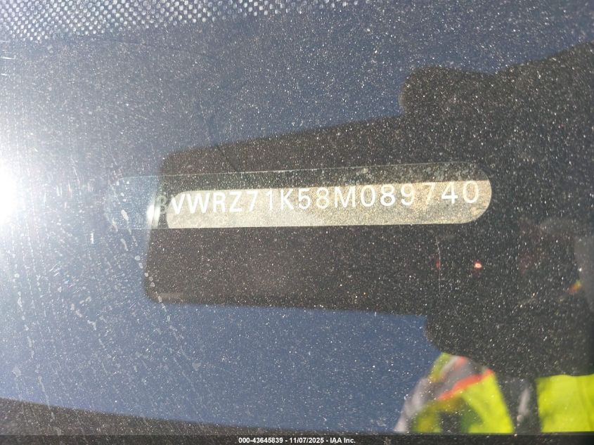2008 Volkswagen Jetta Se VIN: 3VWRZ71K58M089740 Lot: 43645839