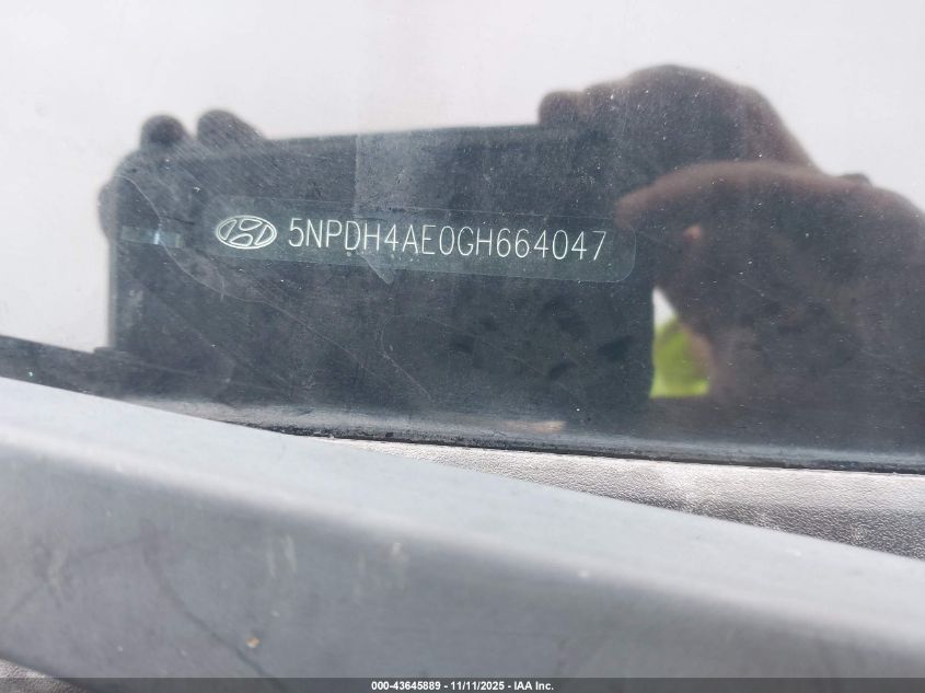 2016 Hyundai Elantra Se VIN: 5NPDH4AE0GH664047 Lot: 43645889