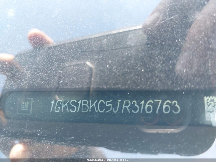 2018 GMC Yukon Slt VIN: 1GKS1BKC5JR316763 Lot: 43645984