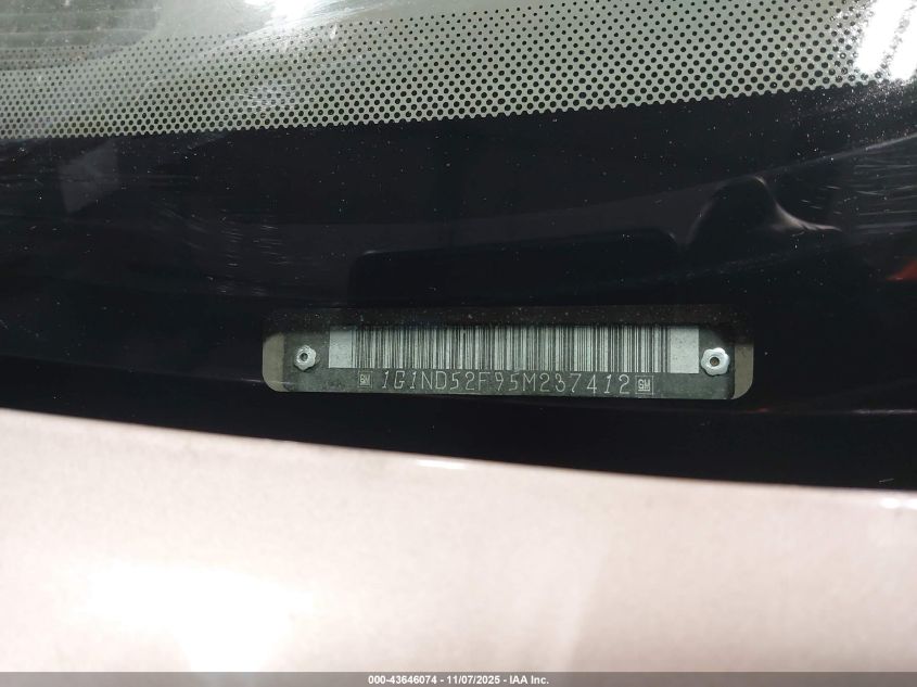 2005 Chevrolet Classic VIN: 1G1ND52F95M237412 Lot: 43646074