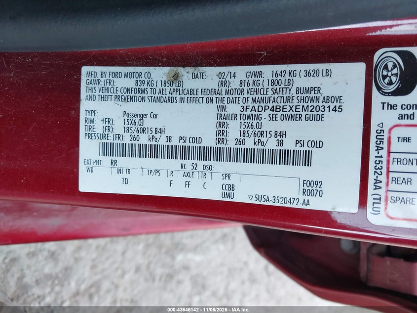 2014 FORD FIESTA SE - 3FADP4BEXEM203145