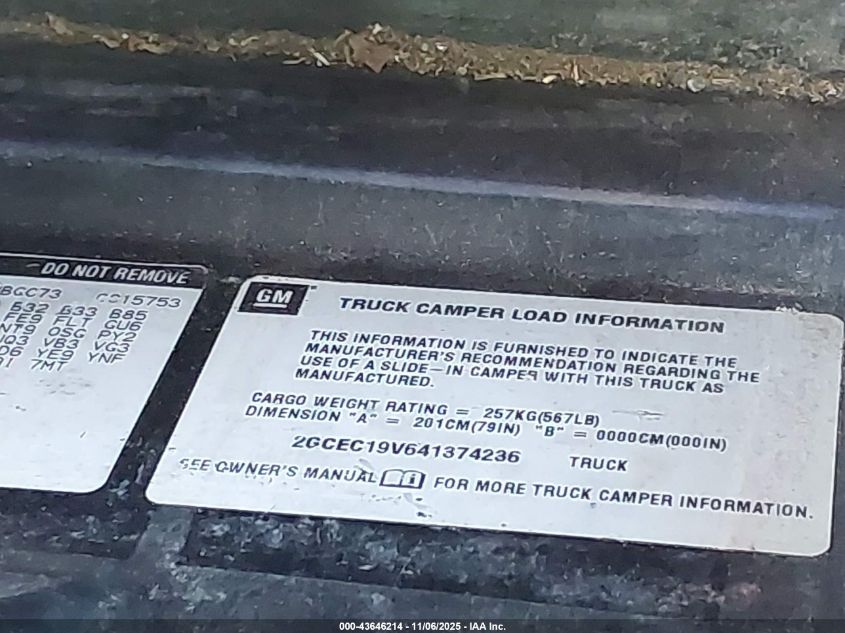 2004 Chevrolet Silverado 1500 Ls VIN: 2GCEC19V641374236 Lot: 43646214