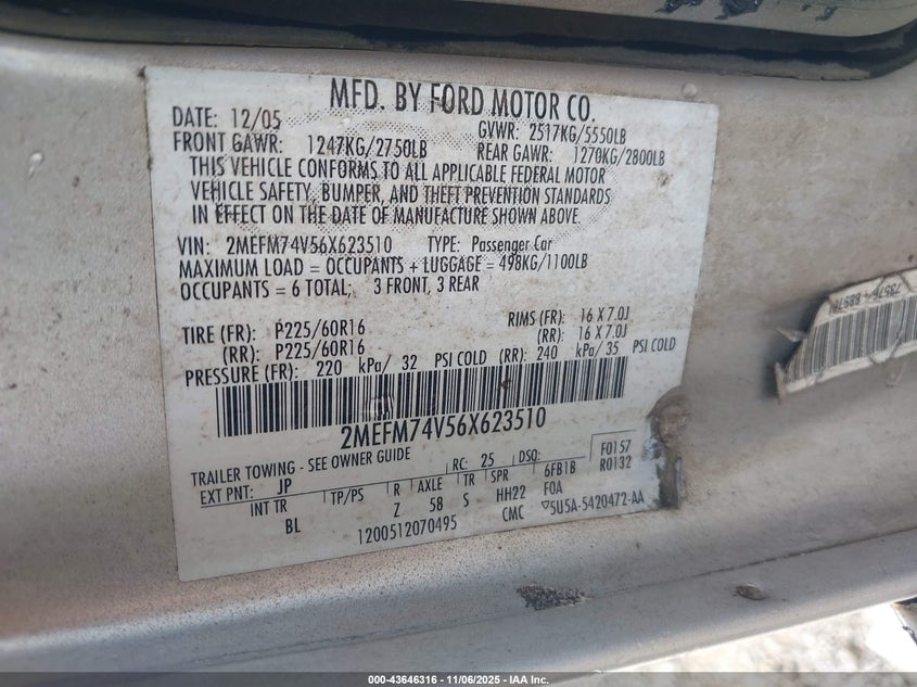 2MEFM74V56X623510 2006 MERCURY GRAND MARQUIS photo no. 9