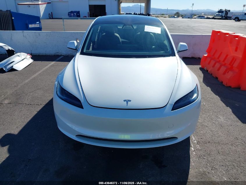 2025 Tesla Model 3 Long Range All-Wheel Drive VIN: 5YJ3E1EB6SF938863 Lot: 43646372