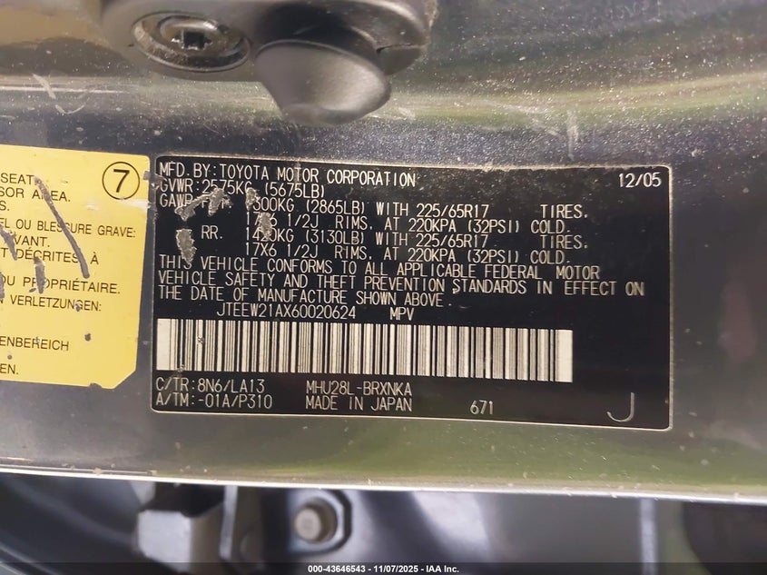 JTEEW21AX60020624 2006 TOYOTA HIGHLANDER photo no. 9