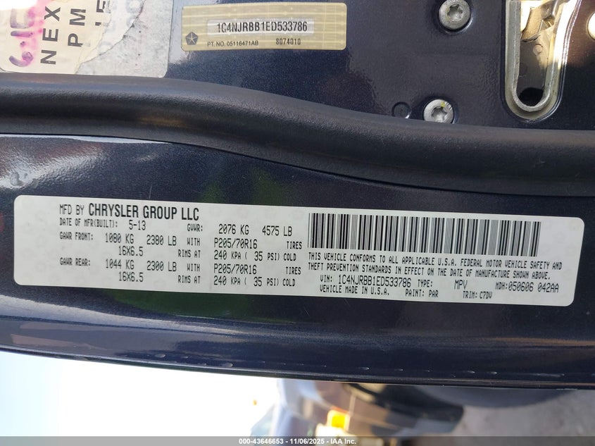 2014 JEEP PATRIOT SPORT 1C4NJRBB1ED533786