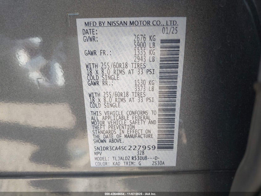 5N1DR3CA4SC227959 2025 NISSAN PATHFINDER photo no. 9