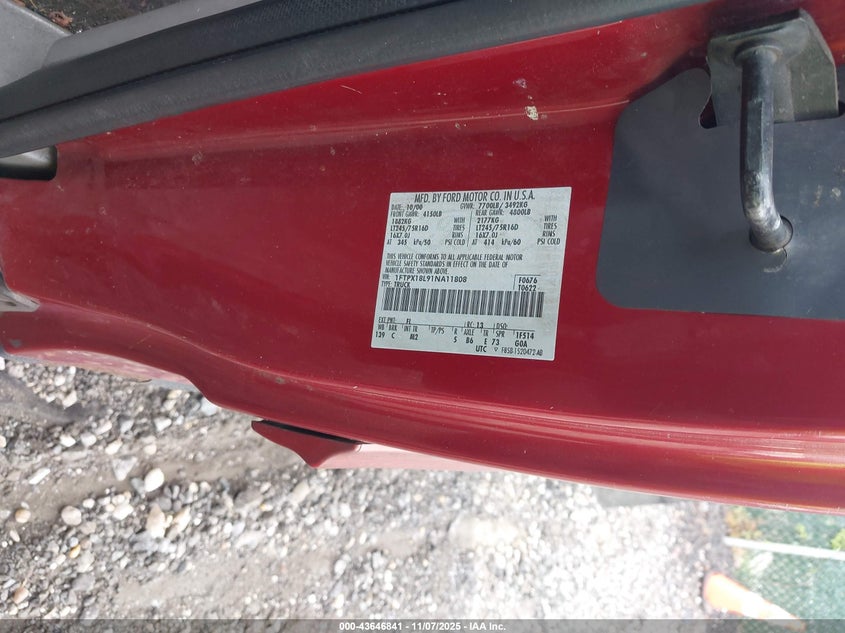 FORD F-150 2001 VIN 1FTPX18L91NA11808