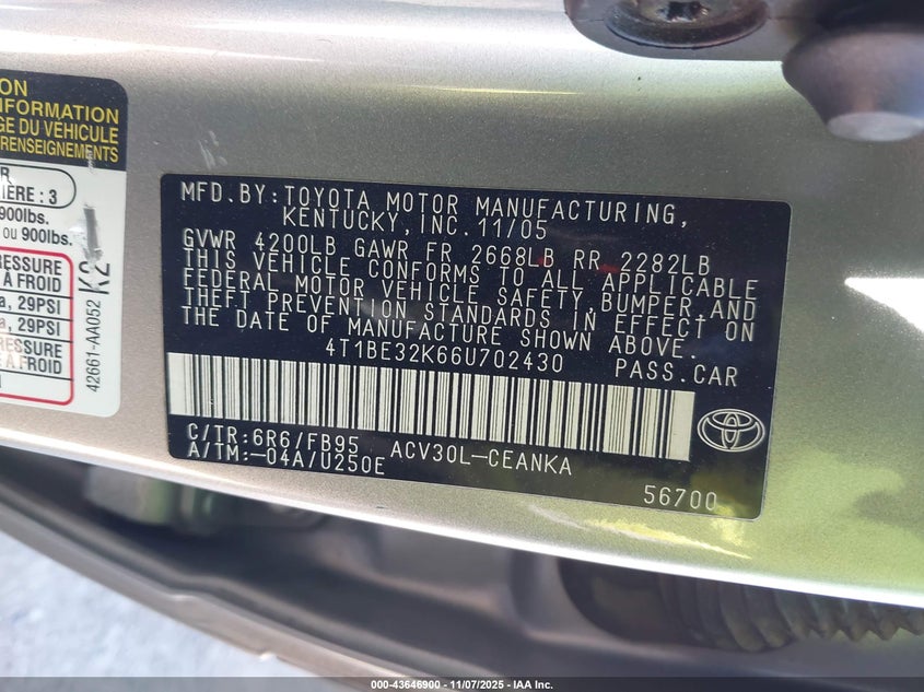 4T1BE32K66U702430 2006 TOYOTA CAMRY photo no. 9