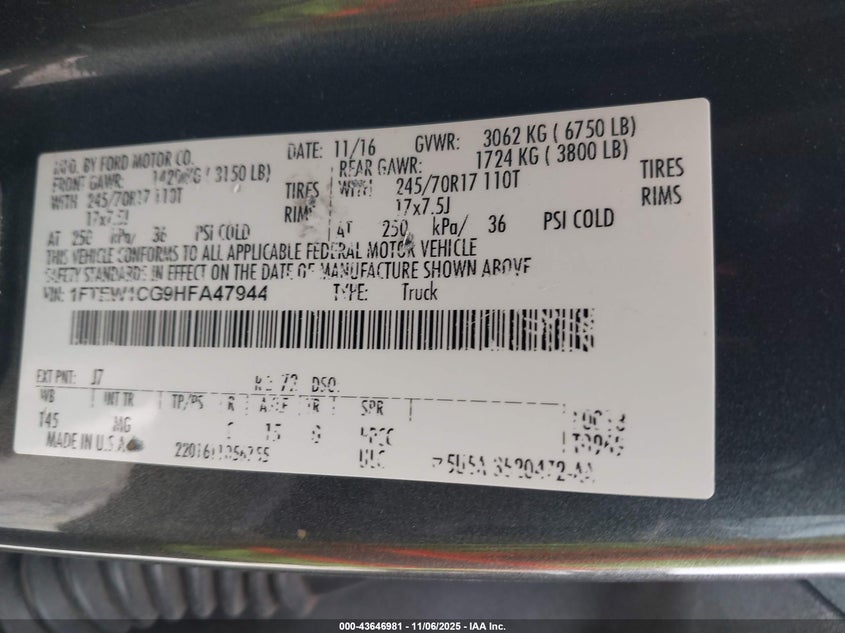 2017 FORD F-150 XLT 1FTEW1CG9HFA47944