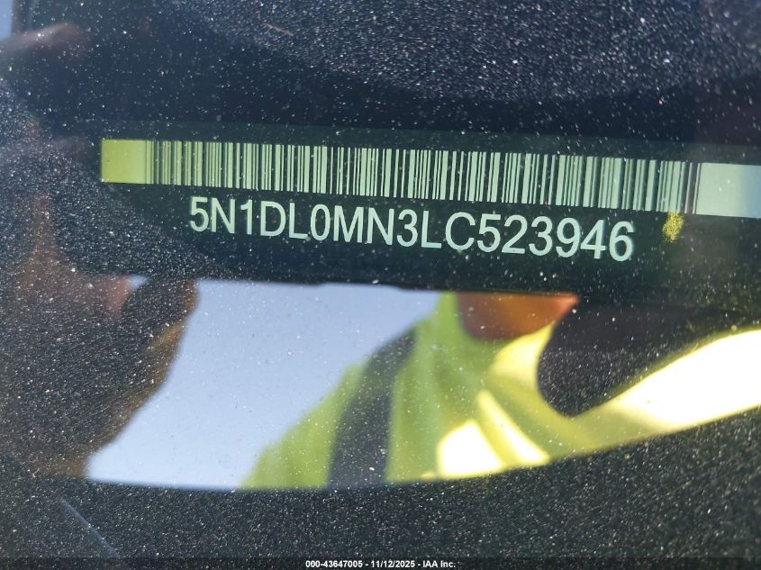 2020 Infiniti Qx60 Luxe VIN: 5N1DL0MN3LC523946 Lot: 43647005