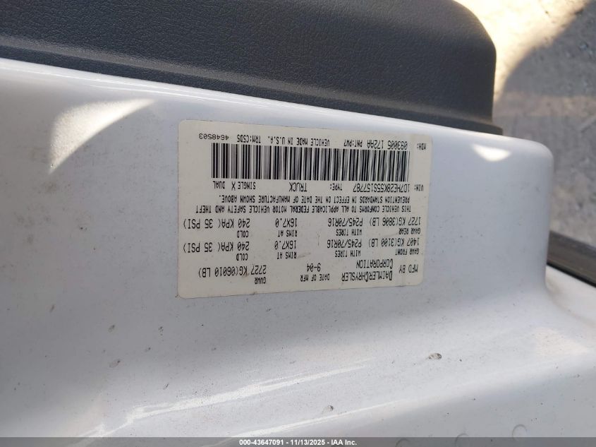 2005 Dodge Dakota St VIN: 1D7HE28K55S157787 Lot: 43647091