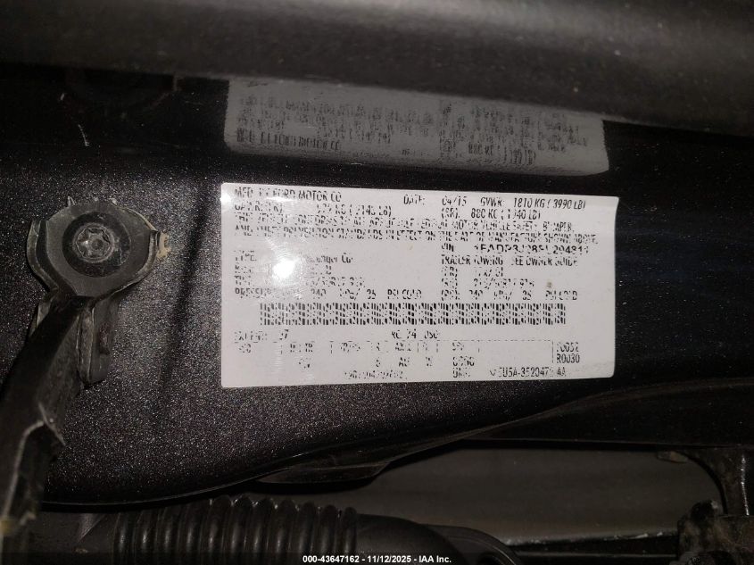 2015 Ford Focus Titanium VIN: 1FADP3J28FL294811 Lot: 43647162