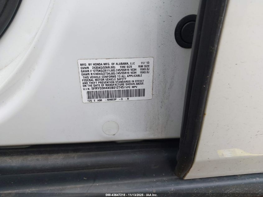 2014 Acura Mdx Technology Package VIN: 5FRYD3H4XEB012745 Lot: 43647218