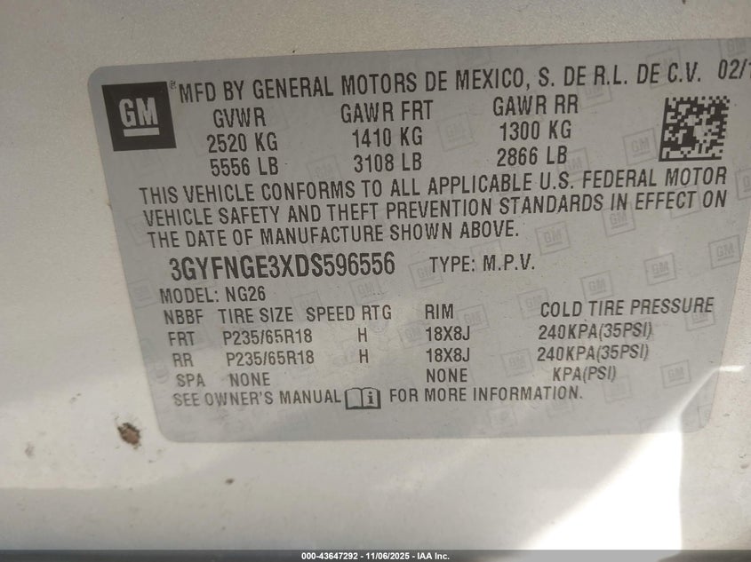 3GYFNGE3XDS596556 2013 CADILLAC SRX photo no. 9
